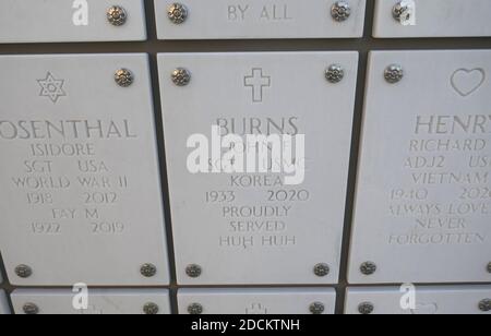 Los Angeles, California, USA 16th November 2020 A general view of atmosphere of comedian/actor Jack Burns Grave at Los Angeles National Cemetery on November 16, 2020 in Los Angeles, California, USA. Photo by Barry King/Alamy Stock Photo Stock Photo