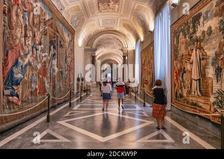 Gallery of the Tapestries (Galleria Degli Arazzi) in Vatican Museums, Rome, Italy Stock Photo