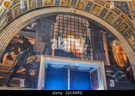 The Liberation of Saint Peter; fresco painting by the Italian High ...