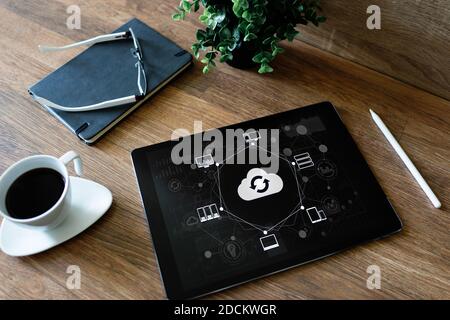 Cloud technology. Internet, computing and data storages concept Stock Photo