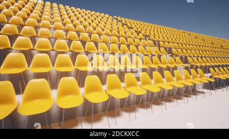 Orange empty stadium Coronavirus epidemic Quarantine sport 3d render Stock Photo