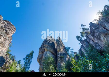 Jicin (Jitschin): Prachov Rocks (Prachovske skaly, Prachauer Felsen) in Bohemian Paradise, Cesky raj, Böhmisches Paradies, Kralovehradecky, Hradec Kra Stock Photo