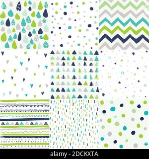 Hand drawn geometric patterns, abstract digital papers, abstract backgrounds Stock Vector