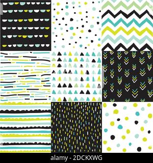 Hand drawn geometric patterns, abstract digital papers, abstract backgrounds Stock Vector
