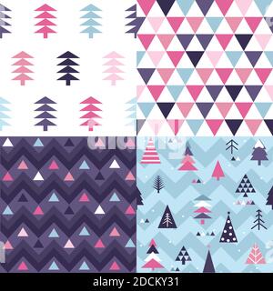 Winter christmas vector seamless patterns Stock Vector