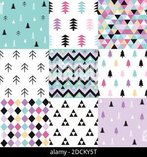 Winter christmas vector seamless patterns Stock Vector