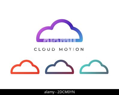 Cloud Shape Stroke Line Gradient Logo Design Vector Template with Different Color Combinations Stock Vector