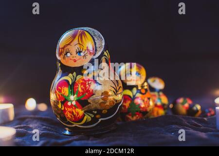 Matryoshka dolls isolated on white background Stock Photo