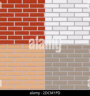 Four brick walls collection set Vector Illustration Background EPS10 Stock Vector