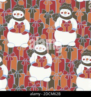 Seamless Christmas pattern. Red Christmas gifts and snowflakes on a green  background. Wrapping paper, craft paper Stock Vector Image & Art - Alamy