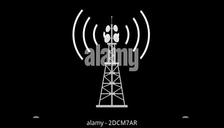 communication tower produce radio wave. harmful radio frequency for human. Mobile tower radio wave over 4k resolution. Stock Photo