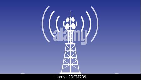 communication tower produce radio wave. harmful radio frequency for human. Mobile tower radio wave over 4k resolution. Stock Photo