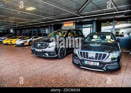 FrontRowSociety Brabus Shuttle and McLaren, Lamborghini in Frankfurt am Main, Germany Stock Photo