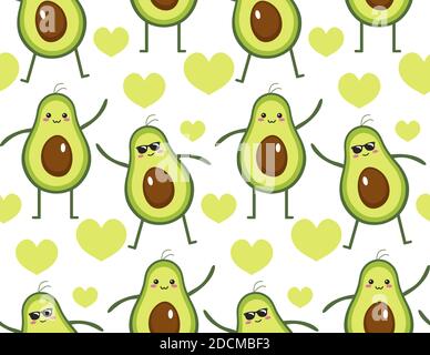 Avocado beauty seamless pattern. Vector illustration color seamless pattern. tropical friut concept Stock Vector