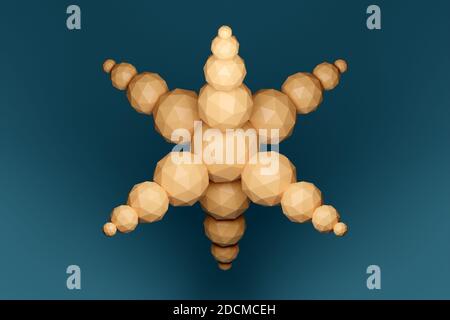 3D illustration pattern fantasy flowers on the row on a gray isolated background. Simple geometric textures and shapes Stock Photo