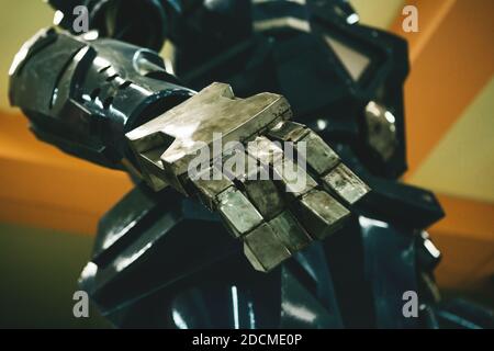 Close up of a robot hand. Robotic human prototype. Technology and the concept of the future of humanity. Stock Photo