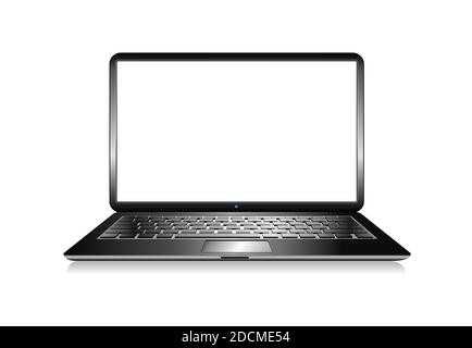 PC Laptop Computer Icon Vector illustration - photo realistic laptop with blank screen isolated on white background Stock Vector