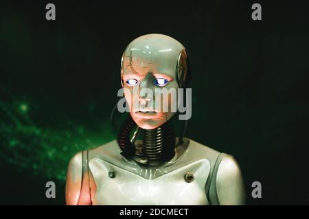 Robotic human prototype. Technology and the concept of the future of humanity. Bionic human artificial intelligence Stock Photo