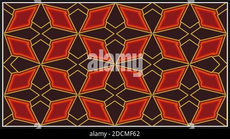 Image of a triangle stripes, yellow and red color, abstract wallpaper having in black background. Stock Photo