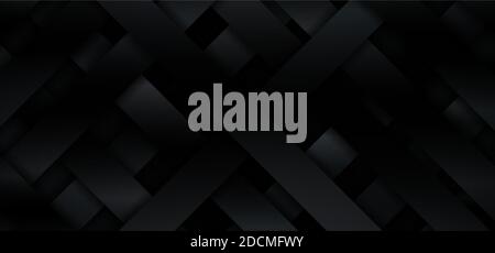 Abstract 3D black gradient metallic diagonal stripes pattern weave background and texture. Vector illustration Stock Vector