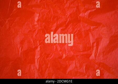 Red crumpled paper texture background Stock Photo