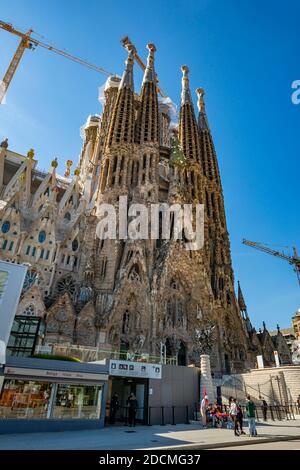 BARCELONA, SPAIN - OCT 17, 2020: La Sagrada Familia Church, Barcelona, Catalonia, Spain Stock Photo