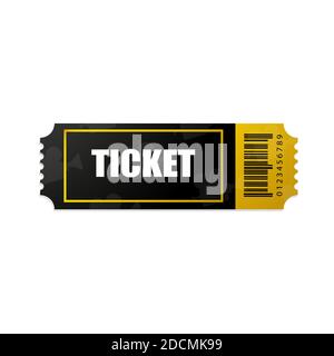 Black and gold ticket. Two Vector ticket isolated on white background. Cinema, theater, concert, play, party, event, festival. Stock Vector