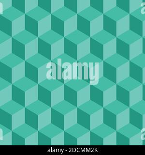 Abstract background of geometric cubes patterns. Vector image. Green colored squares Stock Vector