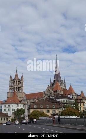 City of Lausanne. Cityscape image of downtown Lausanne. Canton Vaud, Switzerland. Stock Photo