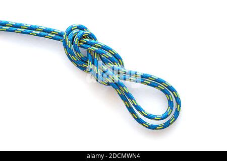 double Flemish loop or figure eight 8 knot with new colored