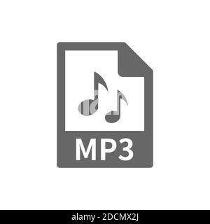 Mp3 file format vector icon. Music file with notes web button. Stock Vector