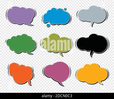 A set of comic speech balloons on transparent background. Vector Illustration. Stock Vector