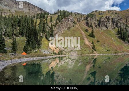 Lower Blue Lake, Uncompahgre National Forest, Ridgway, Colorado. Stock Photo