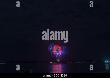 Abstract colored firework background with free space for text Stock Photo