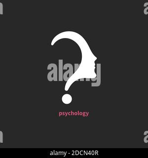 Human profile in shape of question mark. Psychology icon. Psychological sign, symbol. Abstract icon science and man Stock Vector