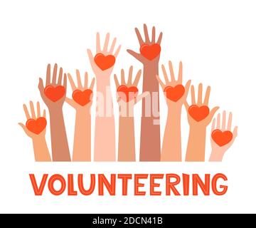 Hands holding a heart symbol. Concept of charity and donation. Give and share your love to people. Friendship, unity, help, volunteering concept. Vect Stock Vector