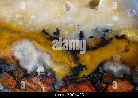 Natural stone - Agate with a white-red-yellow pattern Stock Photo