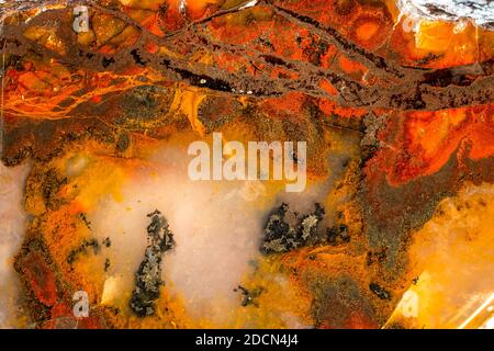 Natural stone -Agate with a yellow-red pattern Stock Photo
