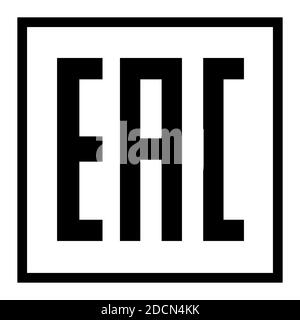 EAC sign, single icon product mark package. Euroasion symbol isolated on white background. Control information illustration . Stock Vector