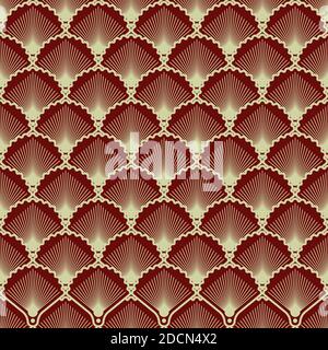 Elegant seamless pattern in art deco style. Background with shells for wallpaper Stock Vector