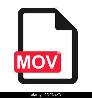 File MOV flat icon isolated on white background. MOV format vector illustration . Stock Vector