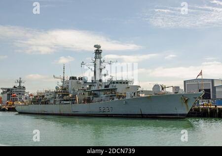 Portsmouth, UK - September 8, 2020: The Royal Navy frigate HMS Westminster moored in Portsmouth Harbour, Hampshire on a sunny summer day. Stock Photo