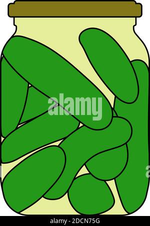 Canned Cucumbers Icon. Editable Outline With Color Fill Design. Vector Illustration. Stock Vector