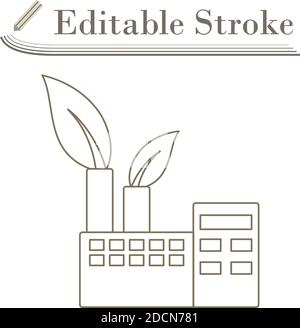 Ecological Industrial Plant Icon. Editable Stroke Simple Design. Vector Illustration. Stock Vector