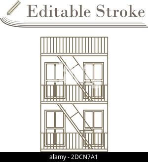 Emergency Fire Ladder Icon. Editable Bold Outline With Color Fill ...