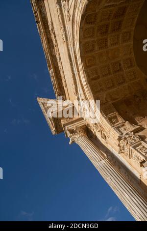 The Arch of Septimius Severus in the archaeological site of Leptis Magna, Libya Stock Photo