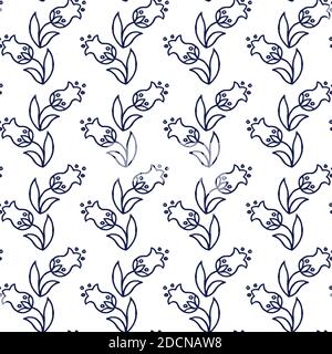 Ethnic floral seamless pattern on white background Stock Vector