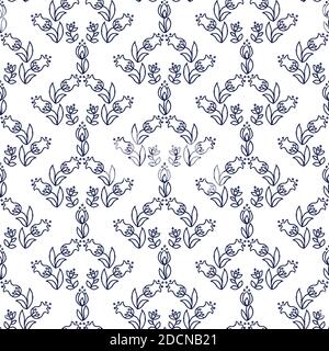 Ethnic floral seamless pattern on white background Stock Vector