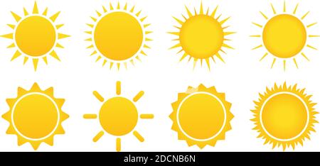 Sun icons vector set illustration isolated on white background Stock Vector