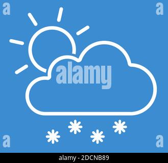 Weather symbol with sun, snow, cloud and rain. Outline icon, editable ...